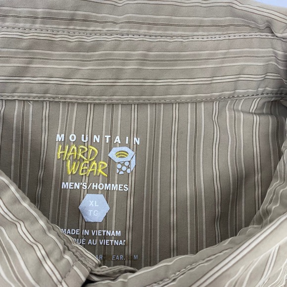 Mountain Hardwear XL Brown Striped Zipper Vented Short Sleeve Button‎ Up Shirt - Picture 2 of 8